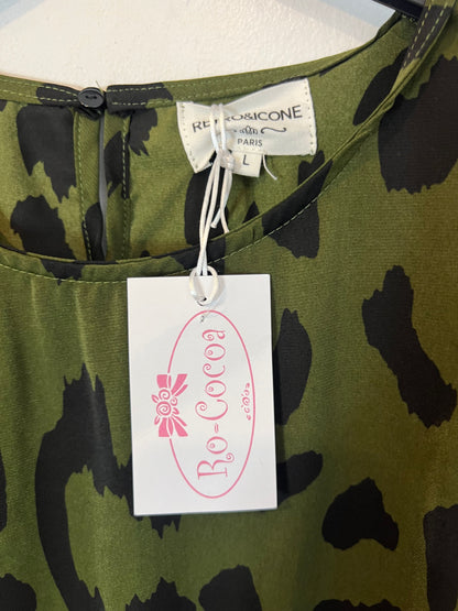 RETRO&amp;ICONE. Short green print dress TL