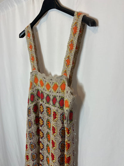 ZARA. Vestido crochet colorido. T M