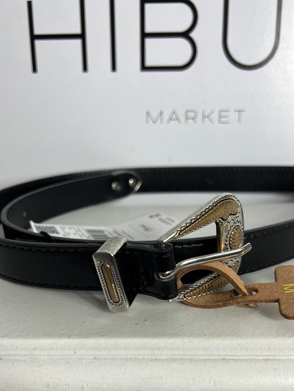 MANGO. Black belt with two-tone buckle. TM