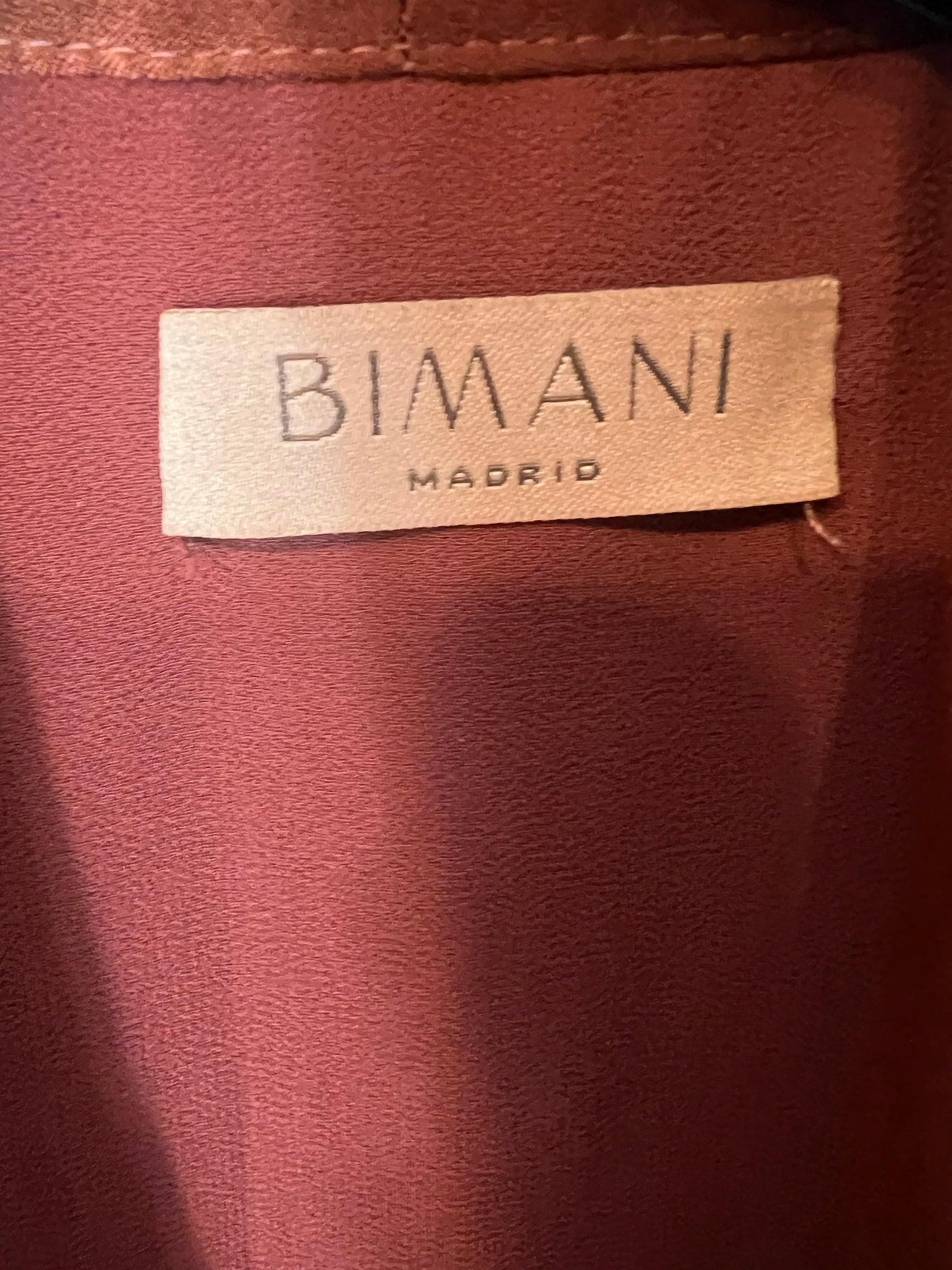 BIMANI. Blusa marrón textura lazada. T L