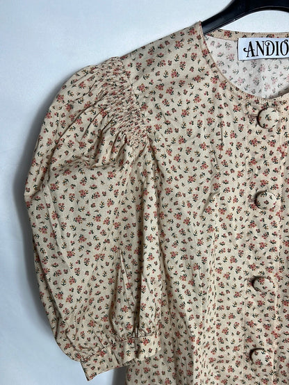ANDION. Blusa flores manga abullonada. T S