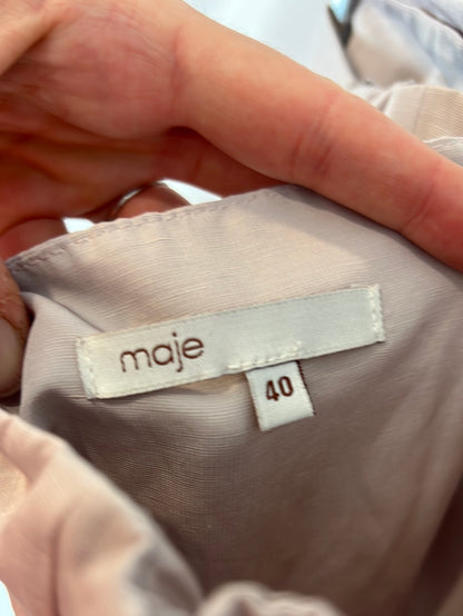 MAJE. Mauve strapless dress with ruffles. Size 40