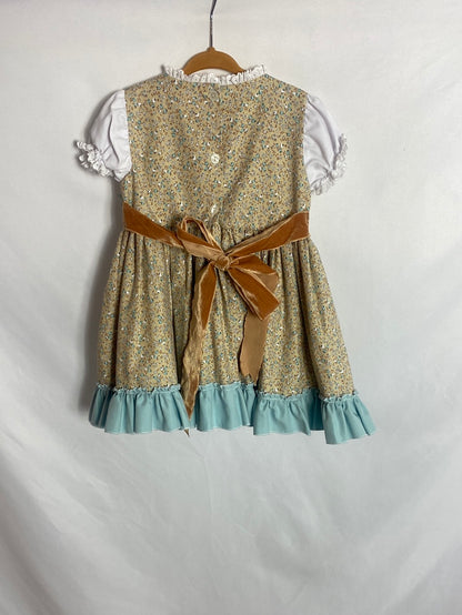 BELCOQUET. Floral dress with collar detail. Size 4 years.