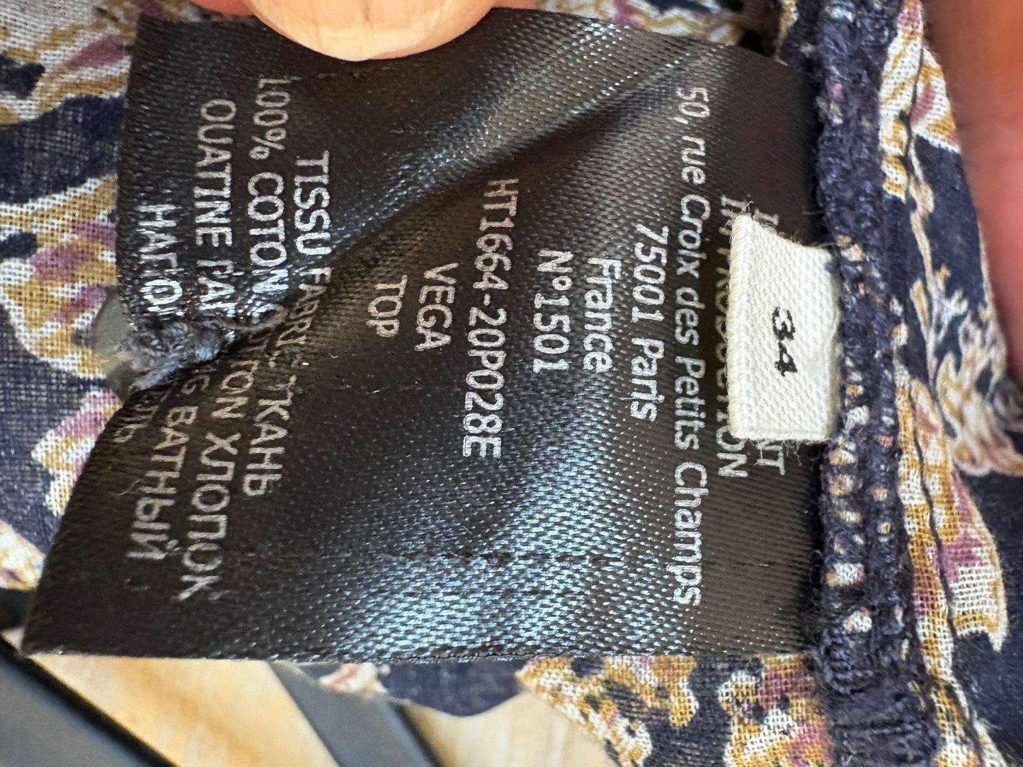 ISABEL MARANT ÉTOILE. Blusa estampada detalles. T 34 (S)