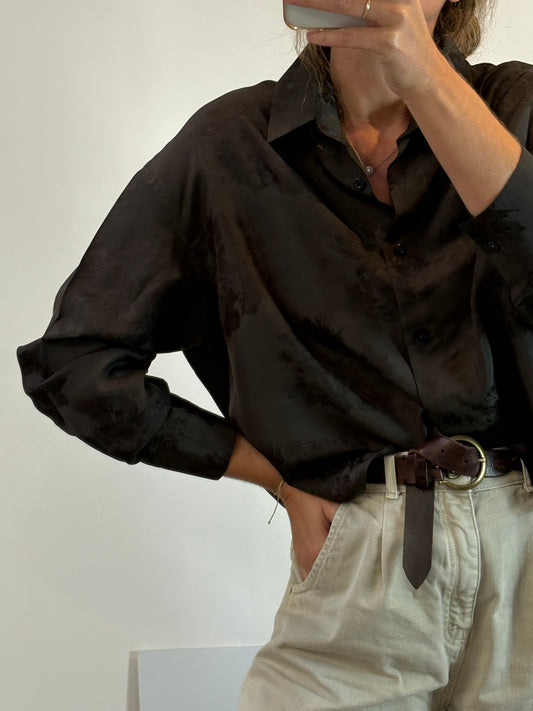 CORDERA. Camisa negra jacquard