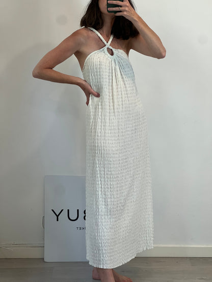 ZARA. Vestido blanco textura T.s