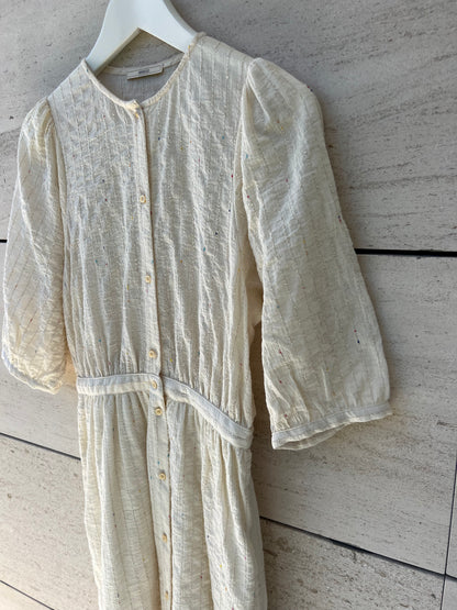 SESSÚN. Vestido beige bordado  T.s