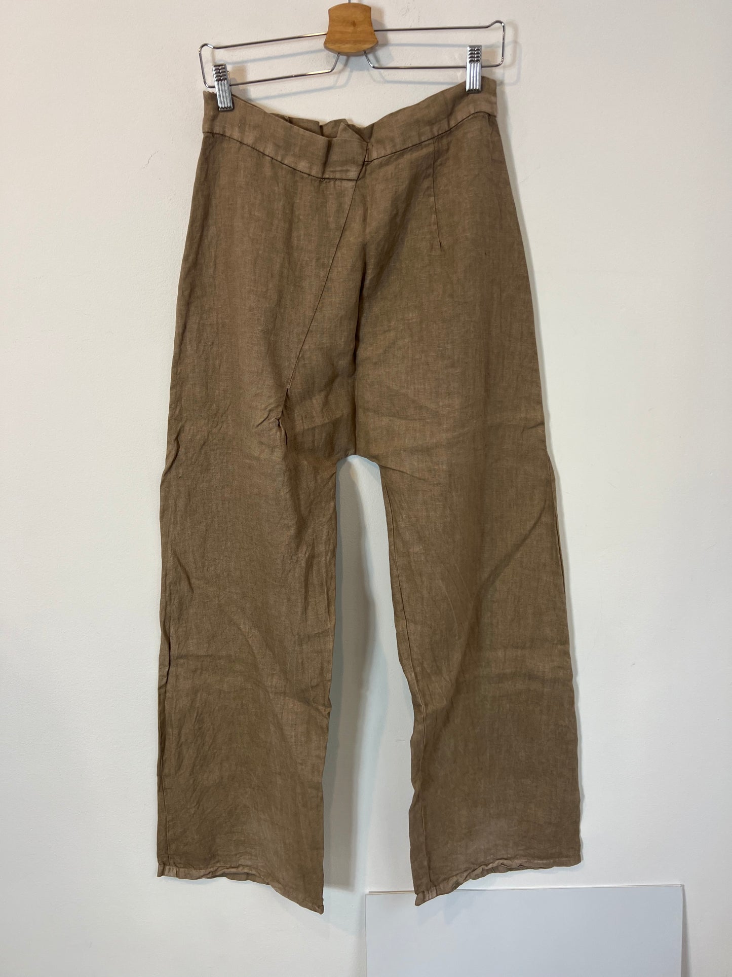 ZARA. Pantalón lino marrón. T XS (S/M)