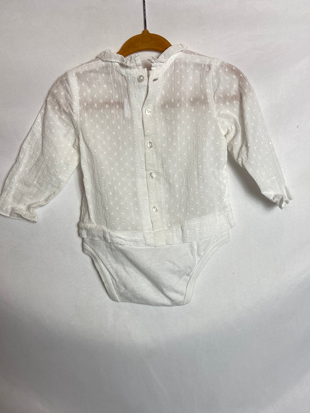 ZARA. Semi-sheer plumeti bodysuit. Size 3-6 months