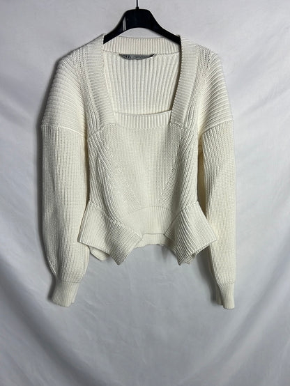 ZARA. Jersey color crudo detalles. T M