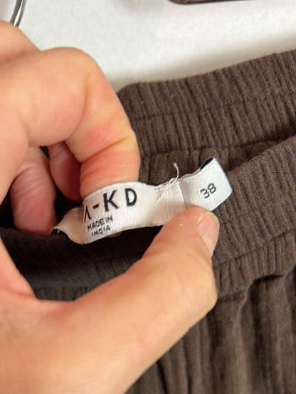 NA-KD. Pantalón ancho marrón algodón T.38