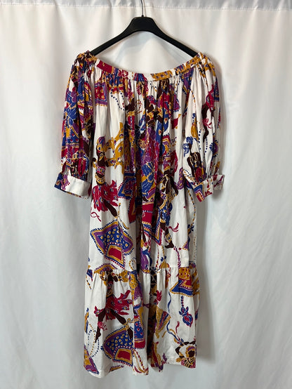 YVES SAINT LAUREN. Printed midi dress TS/M
