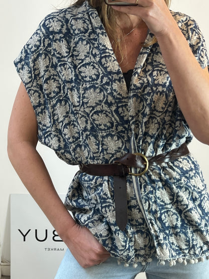 MANGO. Kimono estampado azules. T M