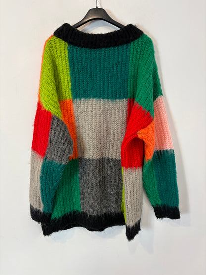 COLLUSION. Jersey largo cuadros colores. T M