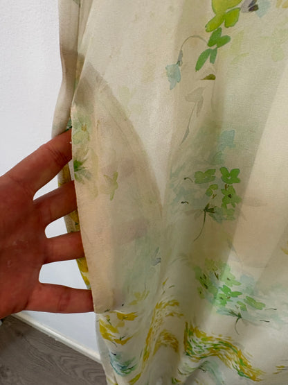 MONOPLAZA. Vestido largo seda estampado. T M