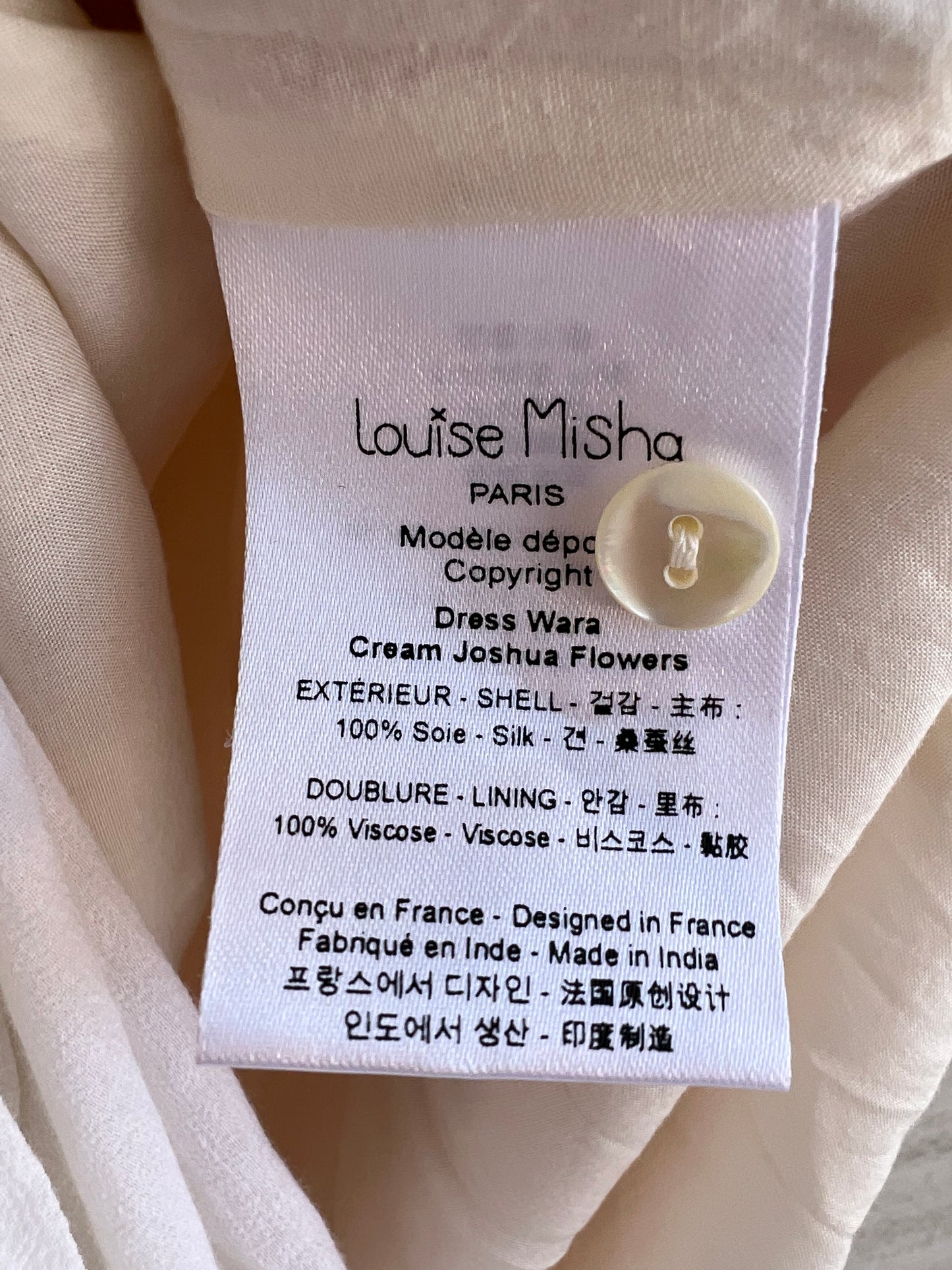 LOUISE MISHA. Vestido beige corto T.36