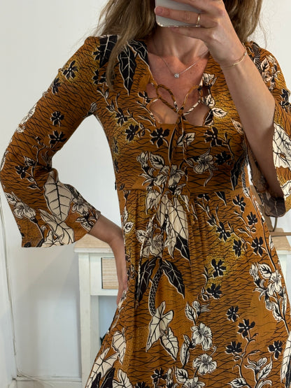 TANUCA. Vestido teja estampado  T.38