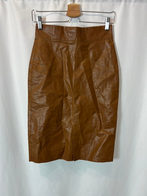 ISABEL MARANT. Falda midi marrón textura. T 36
