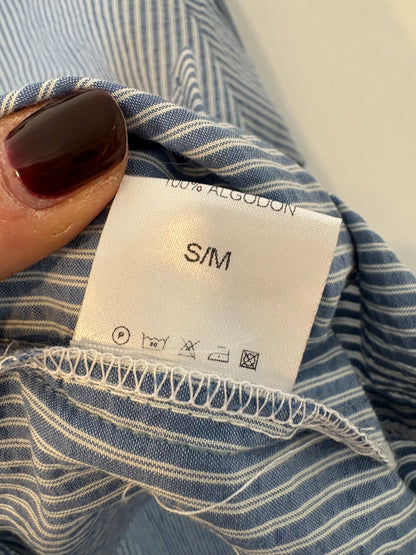 DELUEM. Striped blouse with ruffled collar. TS/M
