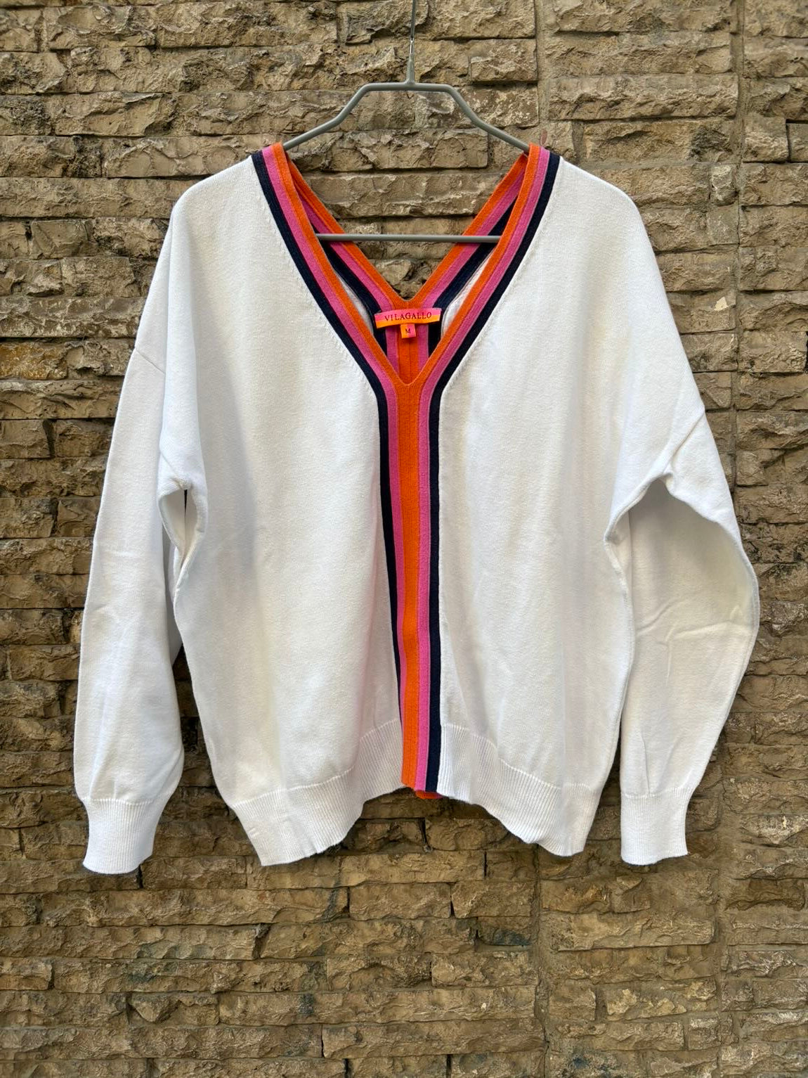 VILAGALLO. Jersey algodón cuello pico