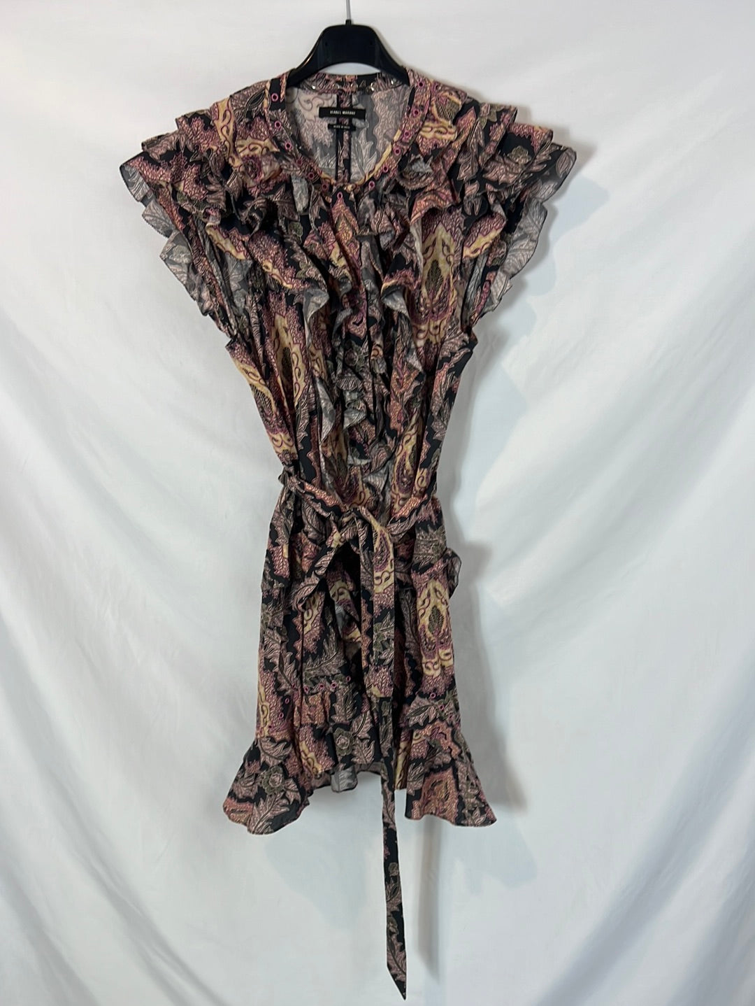 ISABEL MARANT . Vestido corto volantes. T 38