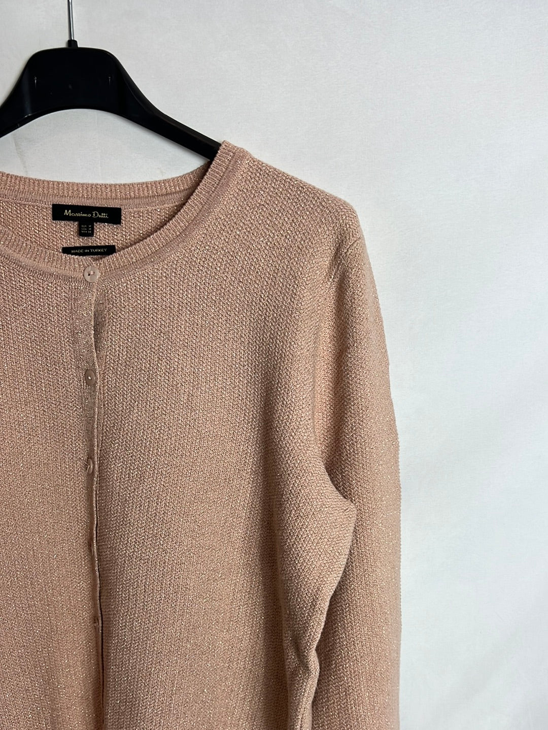 MASSIMO DUTTI. Rebeca rosa palo hilos dorados. T M