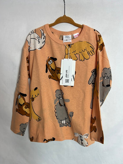 ZARA. Camiseta manga larga animales. T 4-5 años
