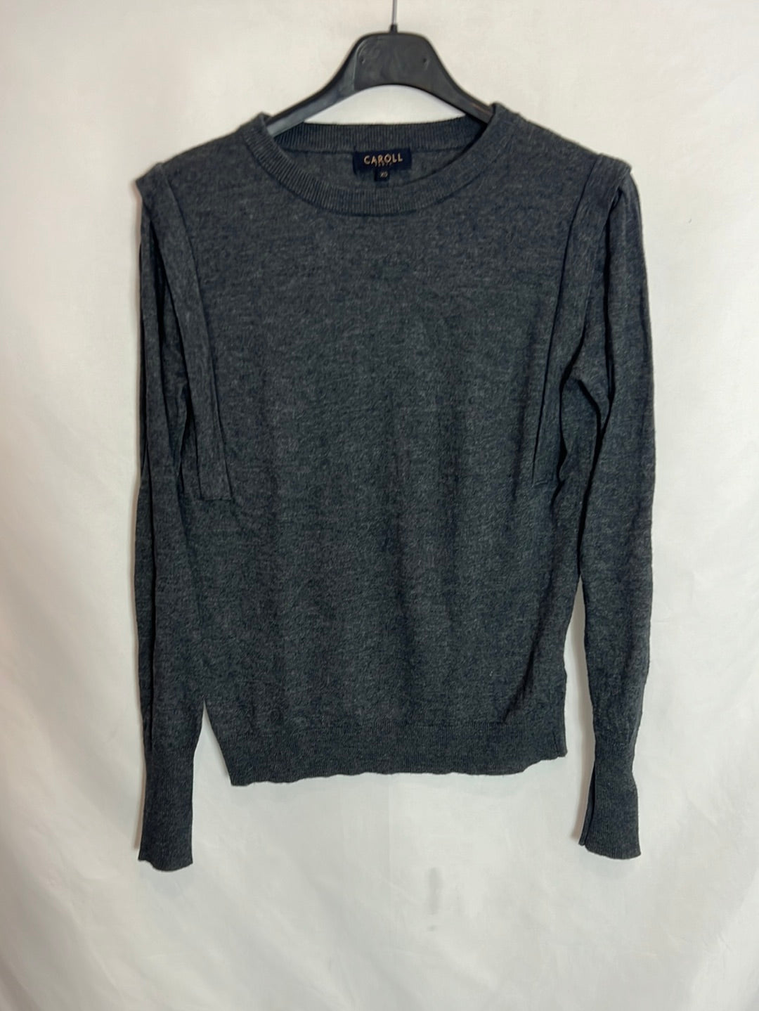 CAROLL. Blue sweater with shoulder detail, size S