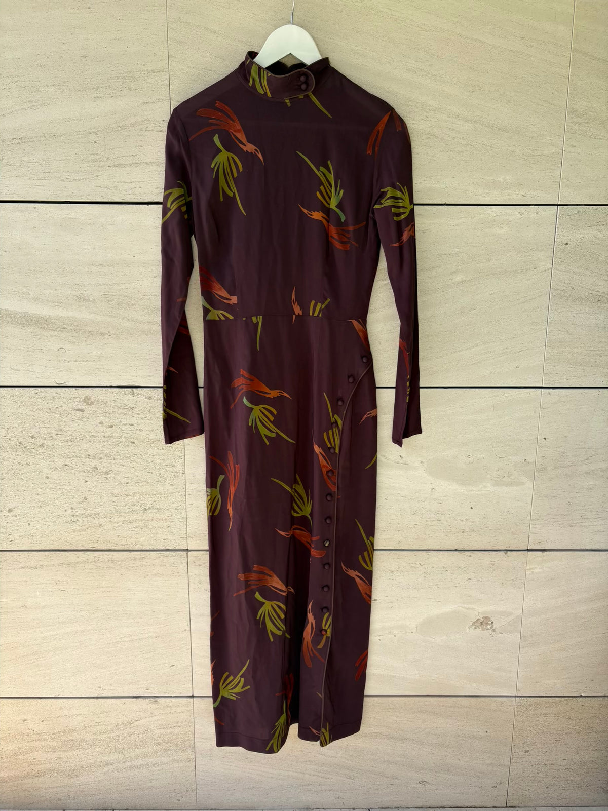 AMLUL. Vestido largo estampado botones