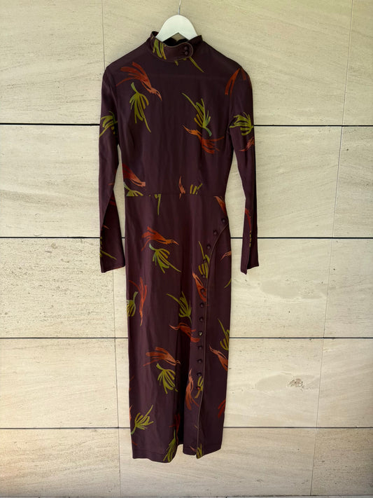 AMLUL. Vestido largo estampado botones