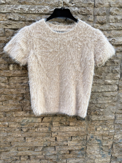 ZARA. Top beige textura pelito