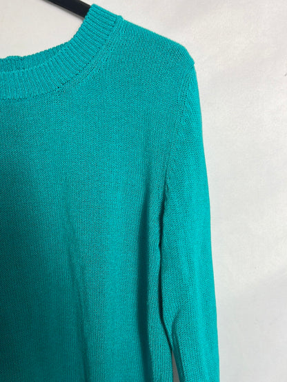 MASSIMO DUTTI. Jersey hilo turquesa botones dorados. T M