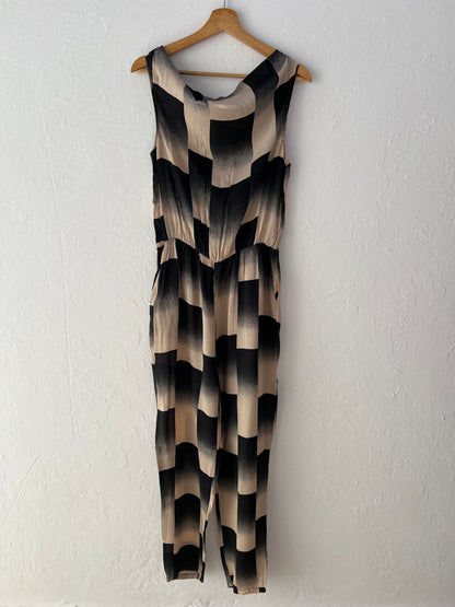 TRULY. Mono largo cuadros beige y negro  T.36