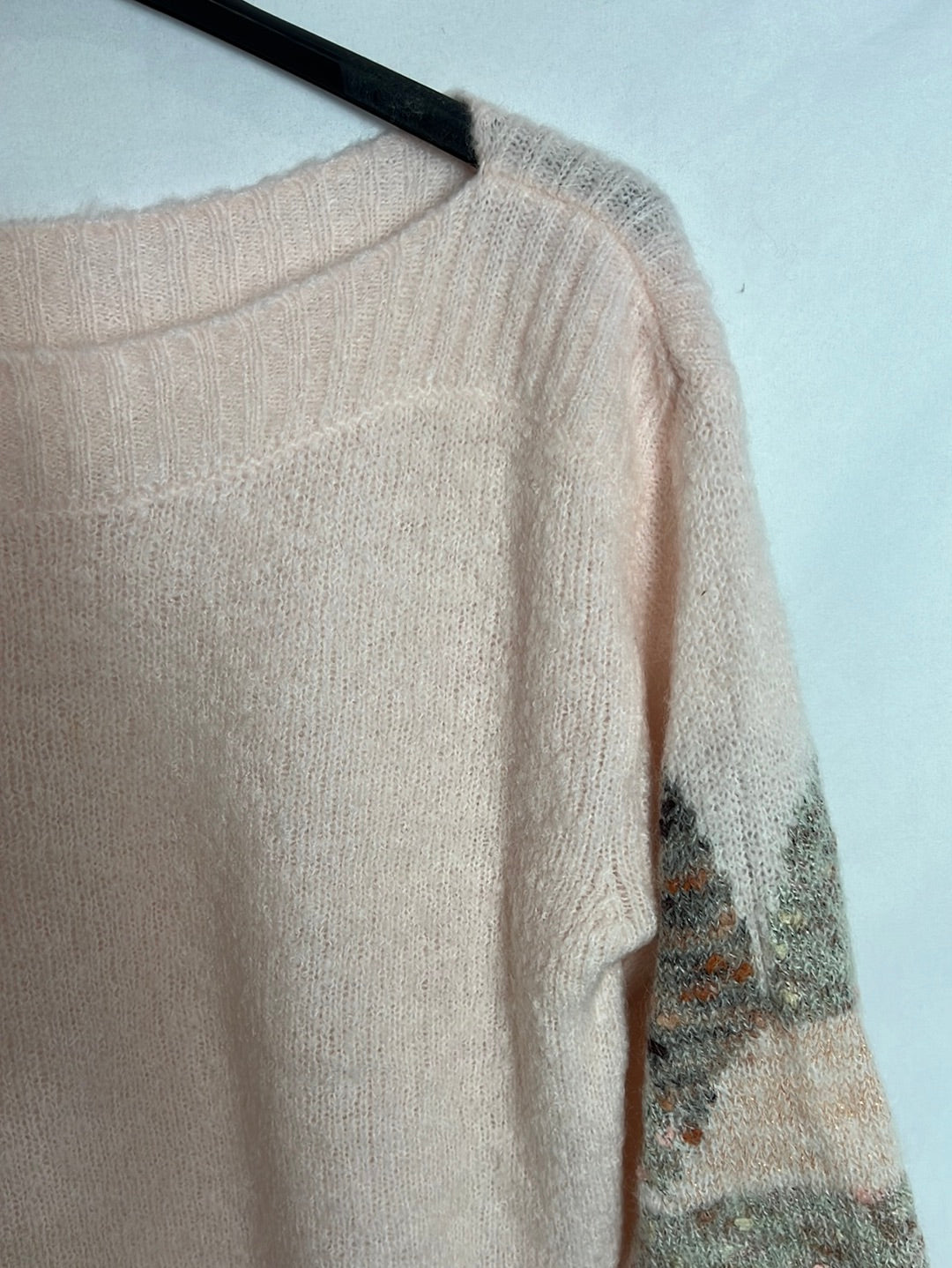 PETITS  HAUTS Jersey rosa claro cuello barco. T 0(S)