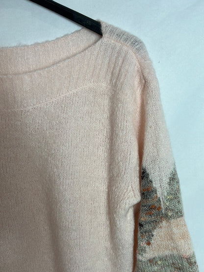 PETITS  HAUTS Jersey rosa claro cuello barco. T 0(S)