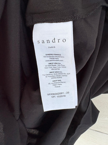 SANDRO. Vestido largo seda semitransparente. T 38