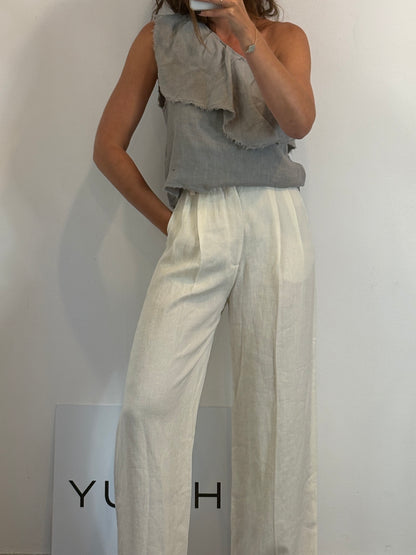 ZARA. Pantalón color crudo textura. T S