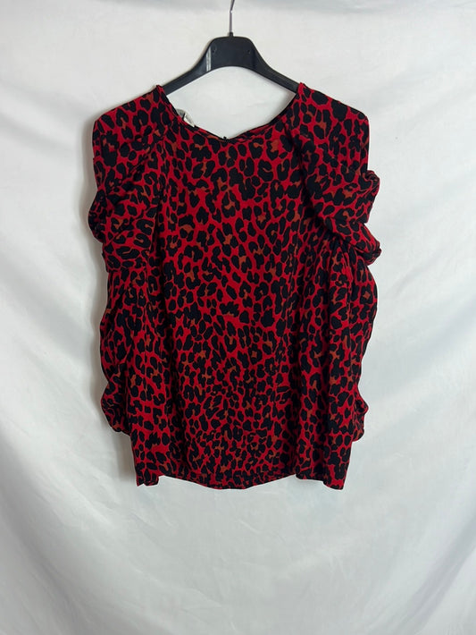 ZARA. Blusa manga abullonada animal print. T L