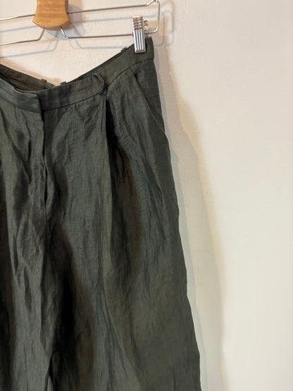 MASSIMO DUTTI. Pantalón lino verde