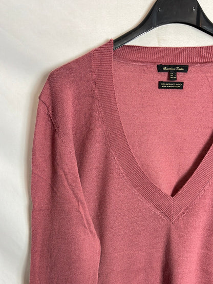 MASSIMO DUTTI . Jersey lana Merino rosa oscuro. T L