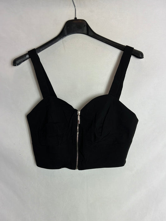 PRIMARK. Black stretch crop top. Size 38