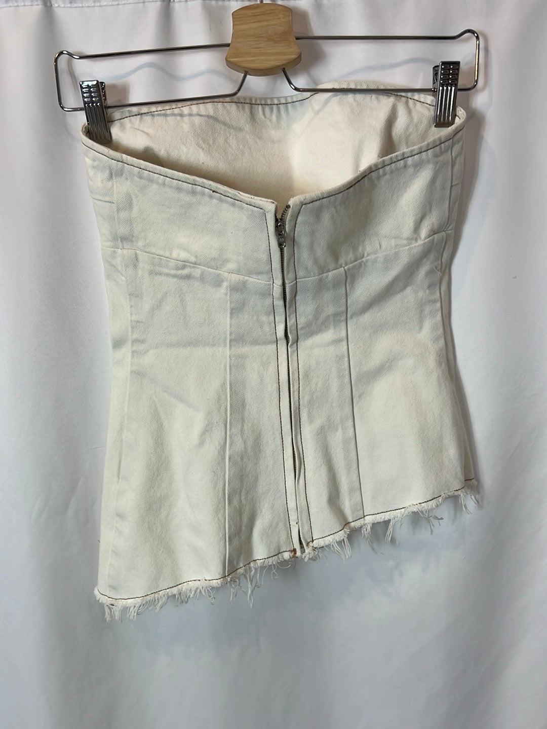 MANGO. White denim strapless top. TS