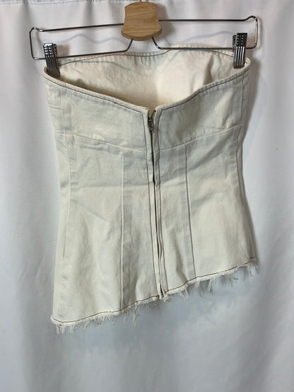 MANGO. White denim strapless top. TS