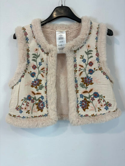 LOUISE MISHA. Chaleco beige bordados pelito