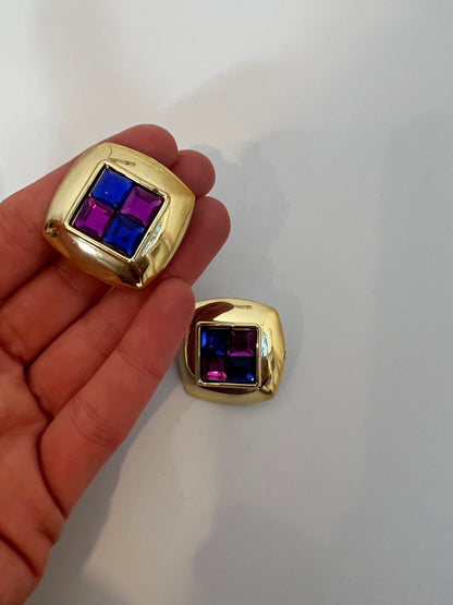 OTHERS. Two-tone square earring