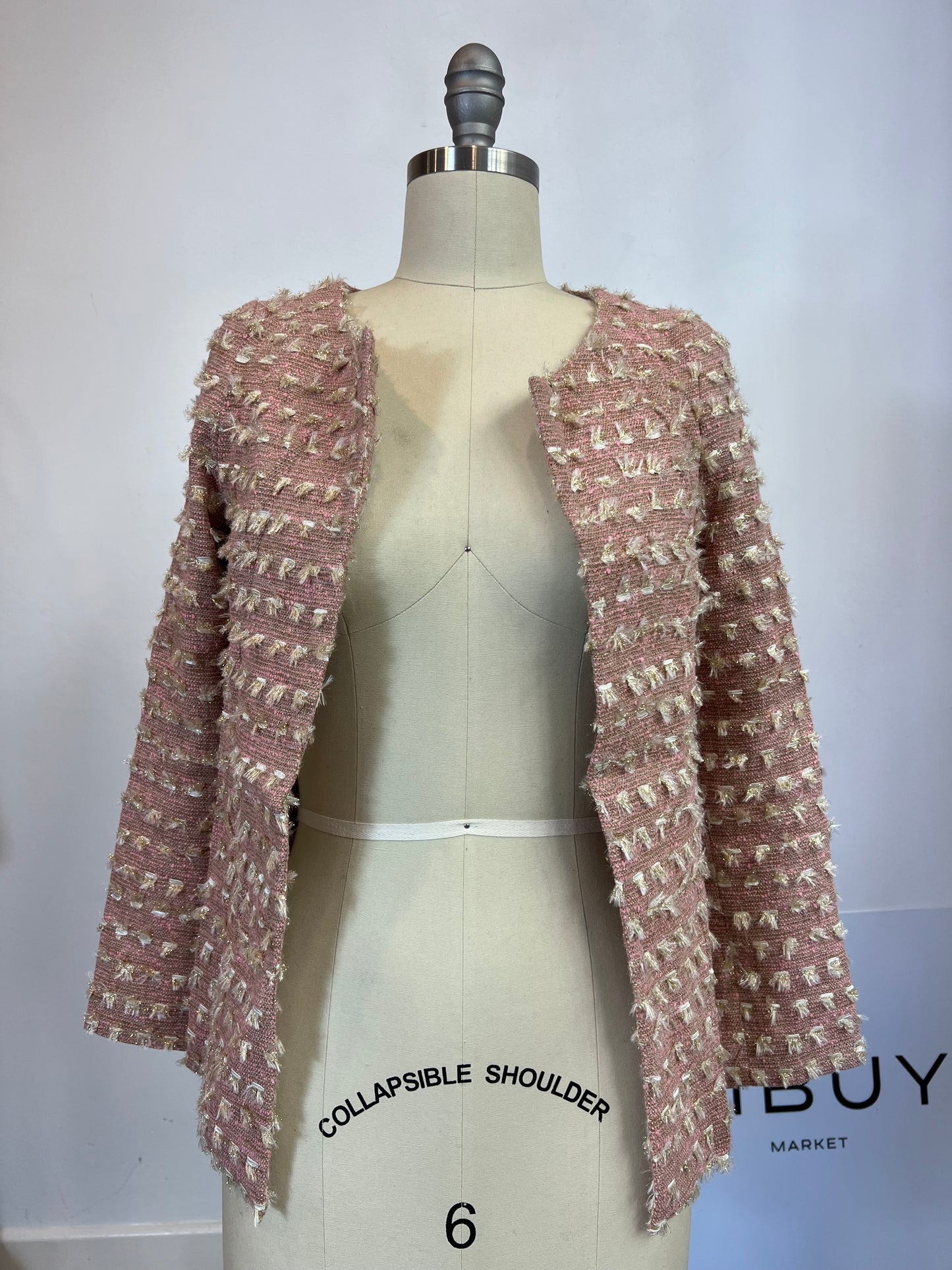 DAVID CHRISTIAN. Chaqueta tweed flecos T.34