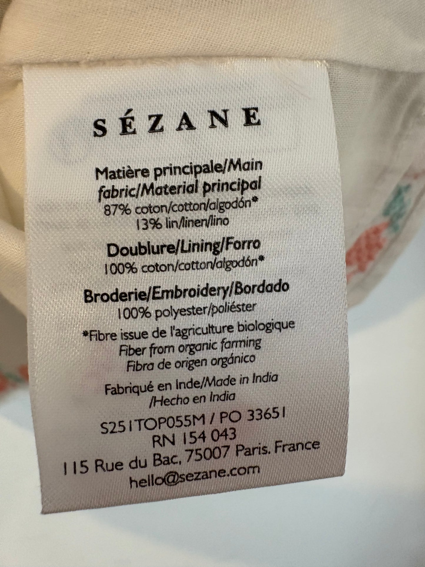 SÉZANE x ANDION. Top blanco bordados
