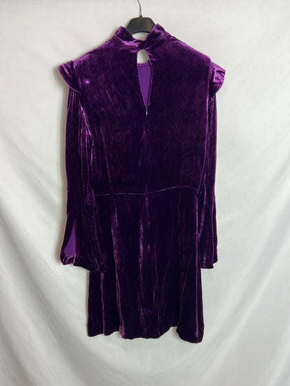 SANDRO. Vestido morado terciopelo. T 2(m)