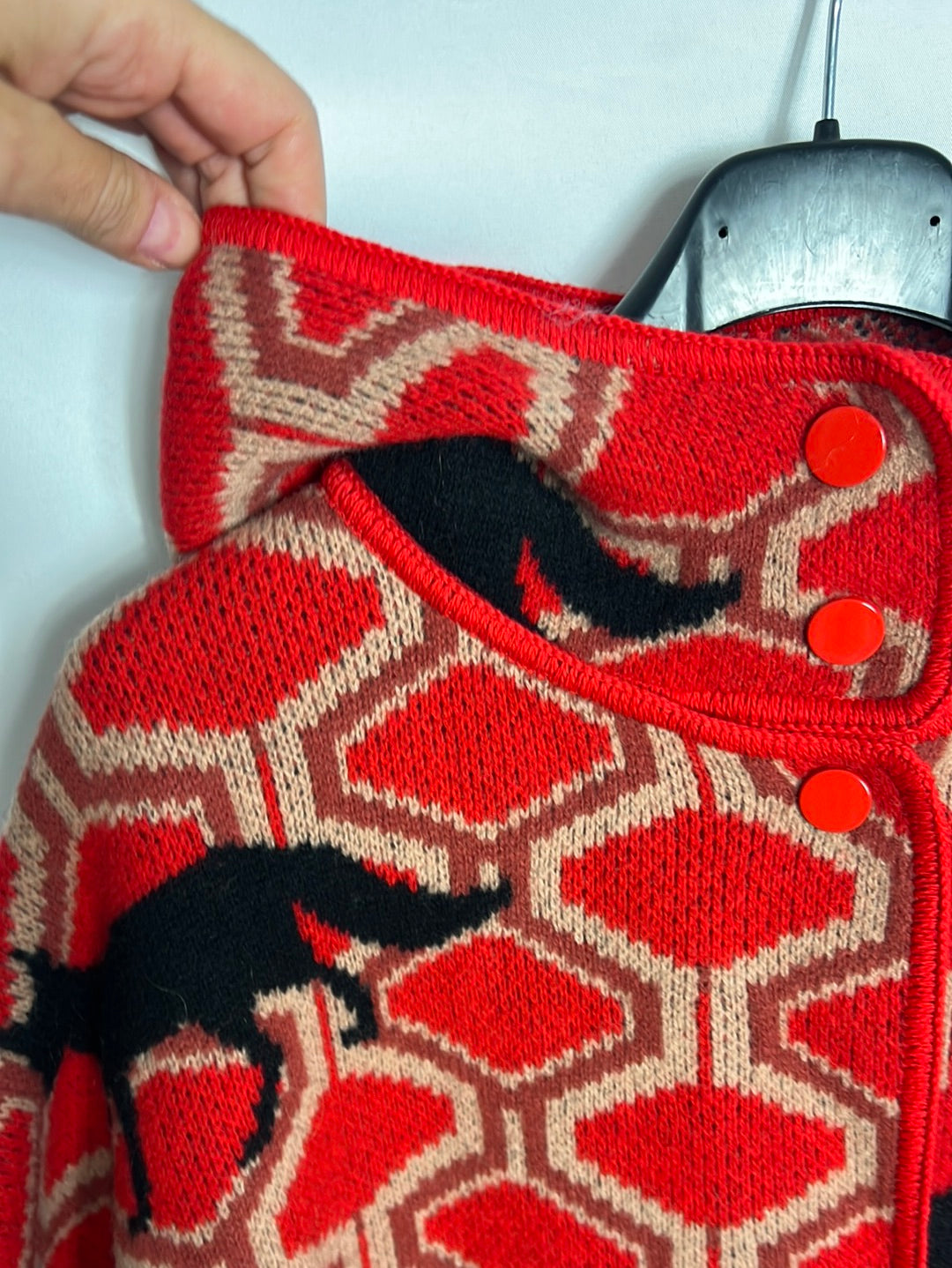 MISSONI. Red fox wool cape. TS (s/m)