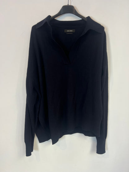 ISABEL MARANT. Jersey azul abertura con lana. T 34 (S/M)